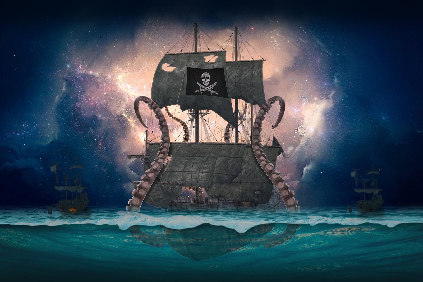 Navio pirata no mar de One Piece - Aventura na Grand Line