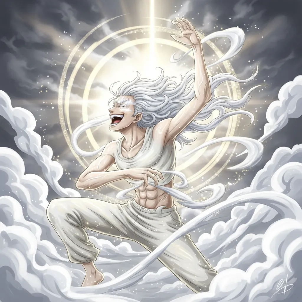 Luffy Gear 5 Nika - Transformacao divina de One Piece