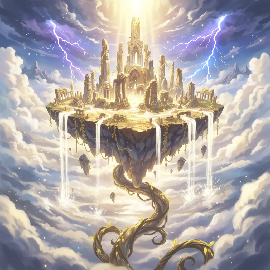 Saga Sky Island de One Piece - Ilha flutuante e ruinas douradas