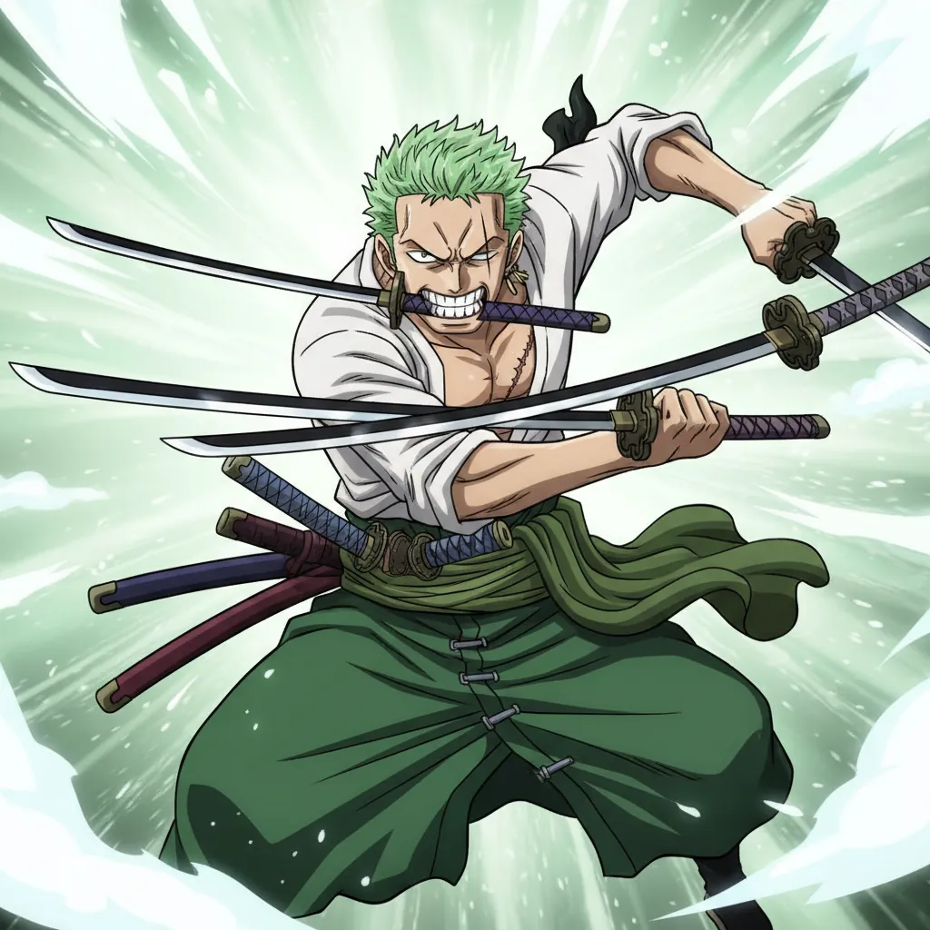 Roronoa Zoro Santoryu - Espadachim das tres espadas de One Piece